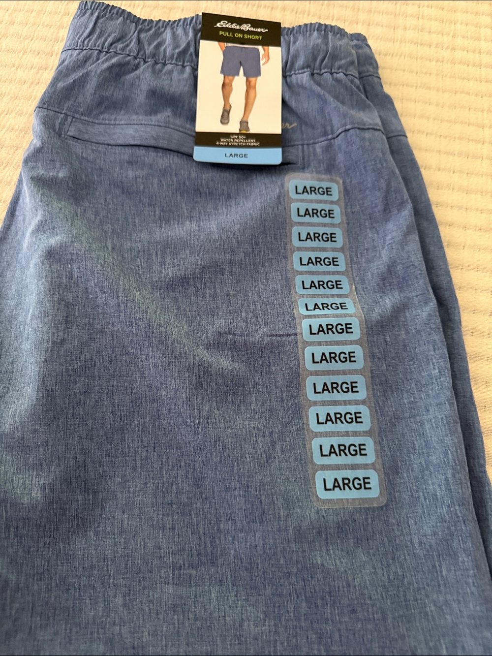 Eddie Bauer Chambray-Style Pull-On Shorts in Blue